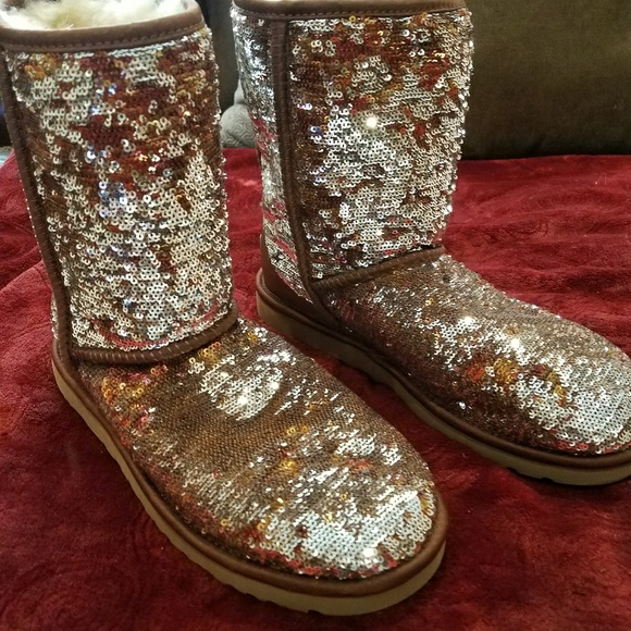 UGG Shoes - UGG~ Autumn Brown Classic Short Sparkles Boots